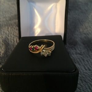 GENUINE BIRTHSTONE YELLOW GOLD RING  6